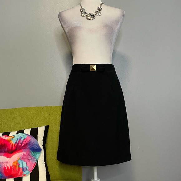 Kate Spade Black Wool Straight Pencil Skirt 0 - Picture 3 of 7